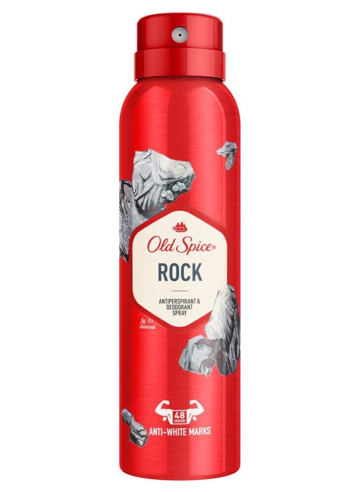 Rock Antiperspirant And Deodorant Spray 150ml (Pack of 6)