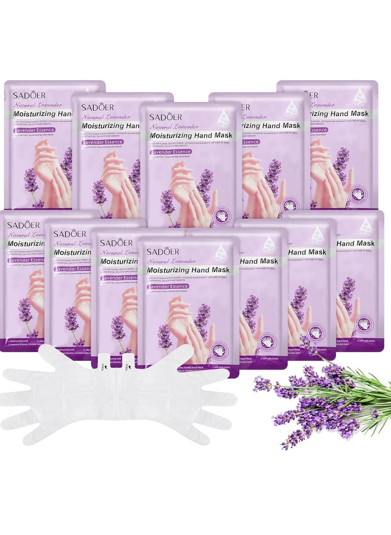 24 Pack Hydrating Hand Mask Lavender Moisturizing Hand Gloves for Dry Cracked Skin Moisturizer for Soft and Smooth Touch Hands Deep Exfoliation Gloves Men Women