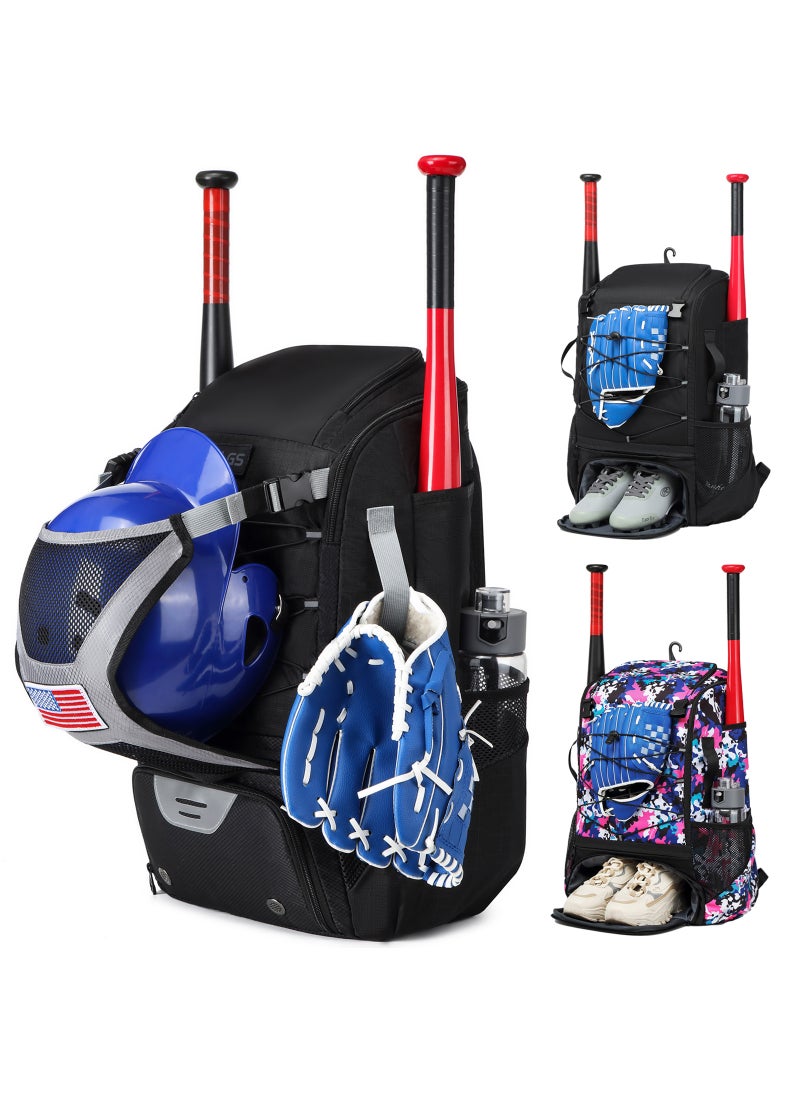 American Baseball Backpack Large Capacity Multi-function Black