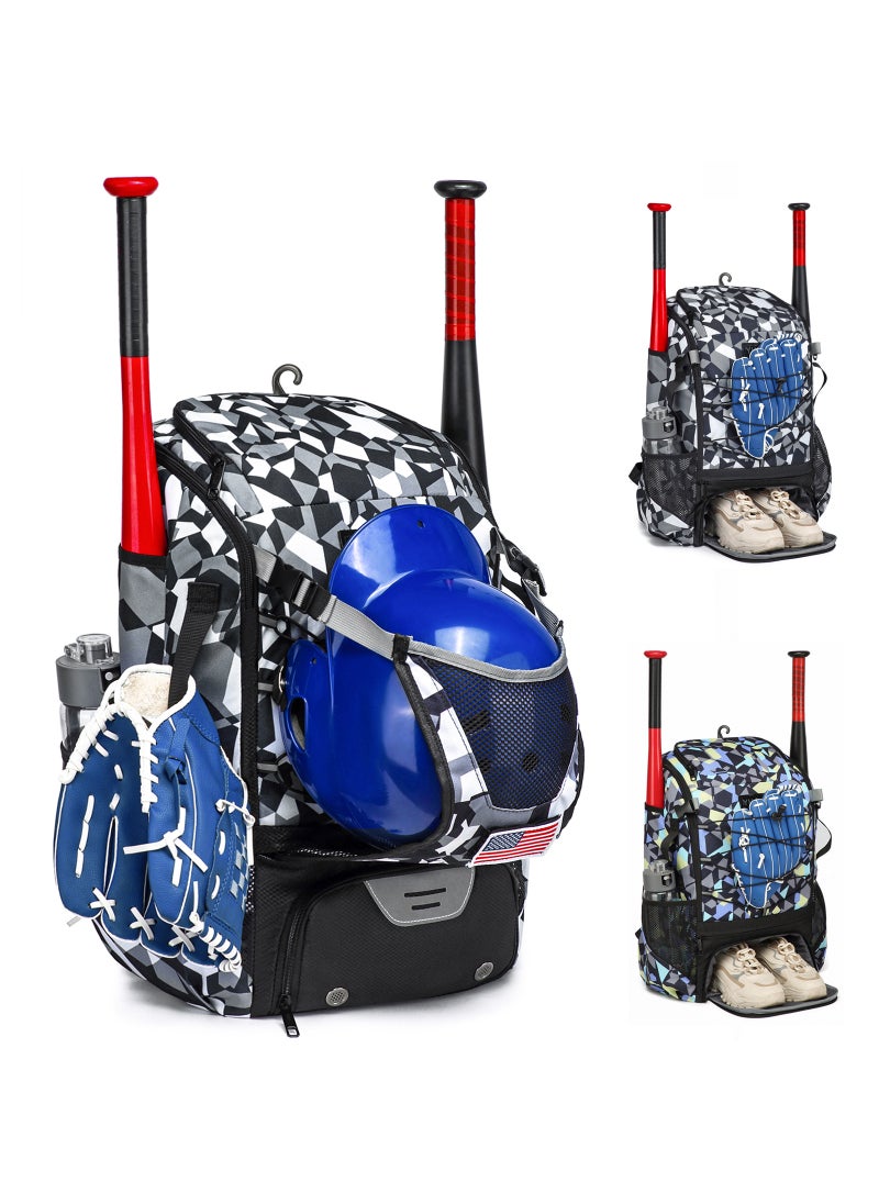 American Baseball Backpack Large Capacity Multi-function Black and white camouflage