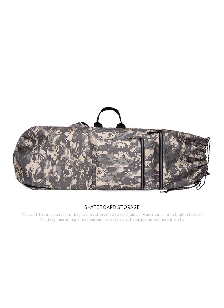 New skateboard bag double rocker lightweight waterproof yoga bag fitness surfboard bag large capacity double shoulder flippers bag Road Gray Digital