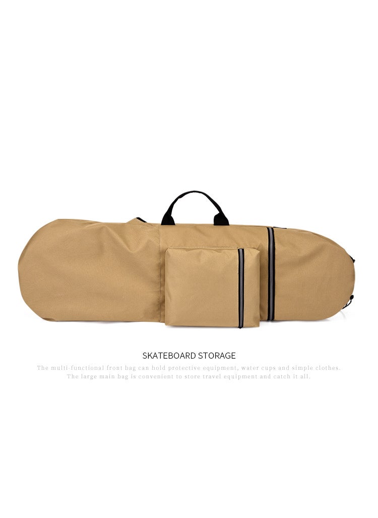 New skateboard bag double rocker lightweight waterproof yoga bag fitness surfboard bag large capacity double shoulder flippers bag Large khaki