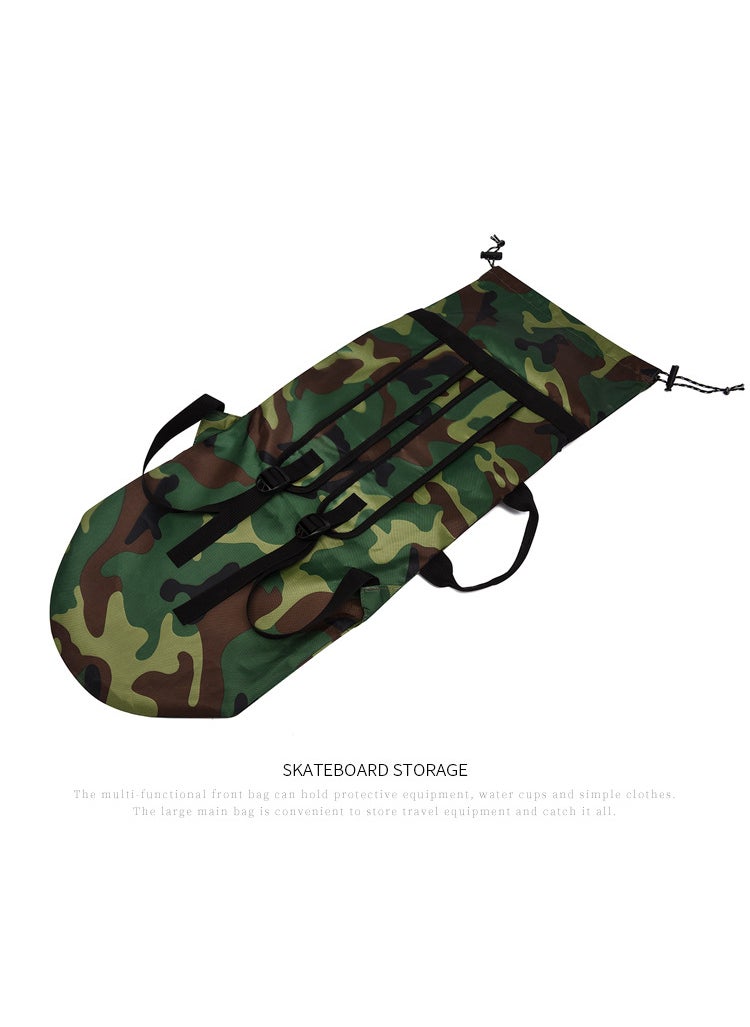 New skateboard bag double rocker lightweight waterproof yoga bag fitness surfboard bag large capacity double shoulder flippers bag Lu Chong green camouflage