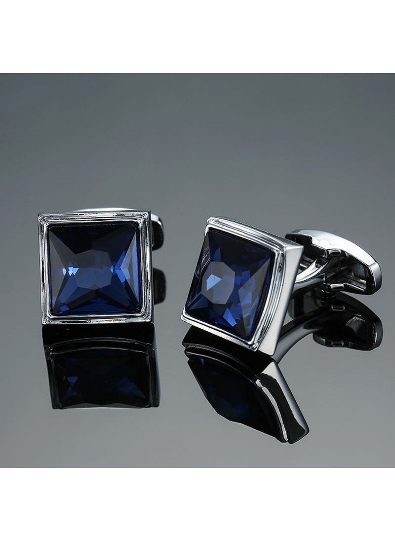 Elegant Crystal Zircon Cufflinks for Men Silver Spiral