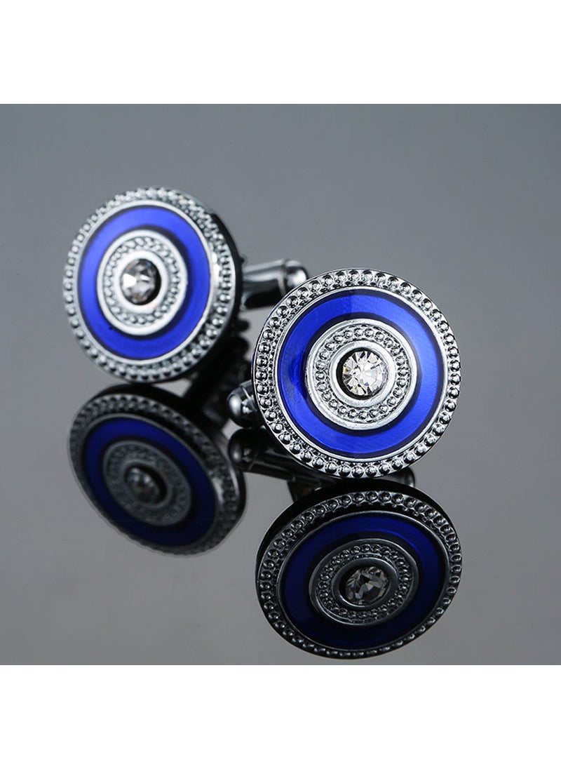 Elegant Crystal Zircon Cufflinks for Men Silver Spiral