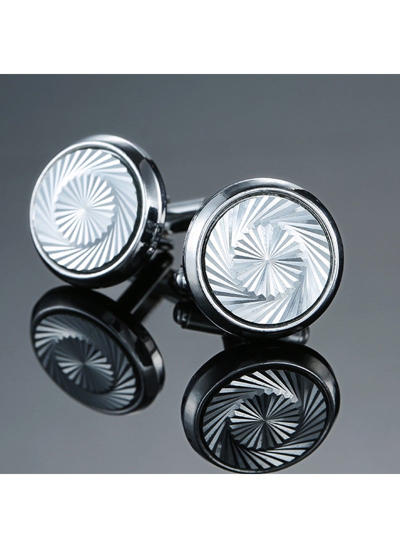 Elegant Crystal Zircon Cufflinks for Men Silver Spiral