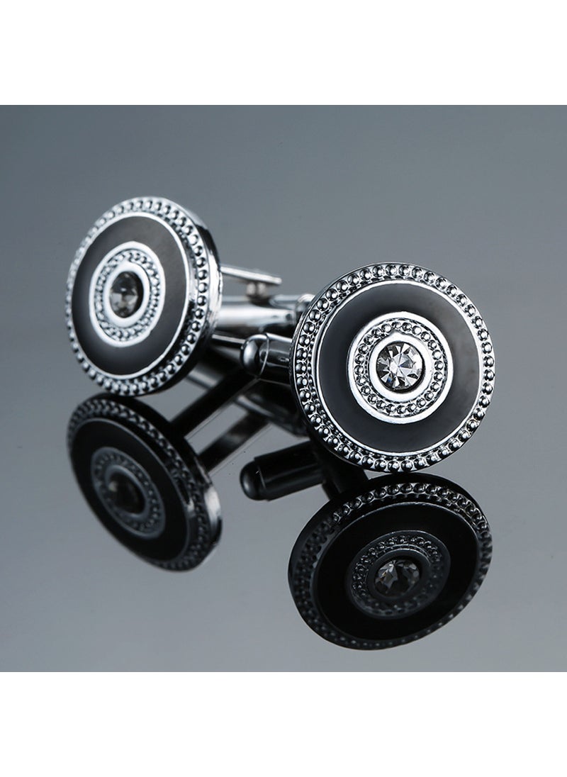 Elegant Crystal Zircon Cufflinks for Men Silver Spiral