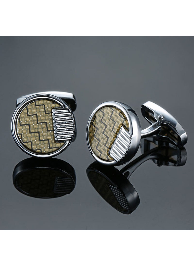 Elegant Crystal Zircon Cufflinks for Men Silver Spiral