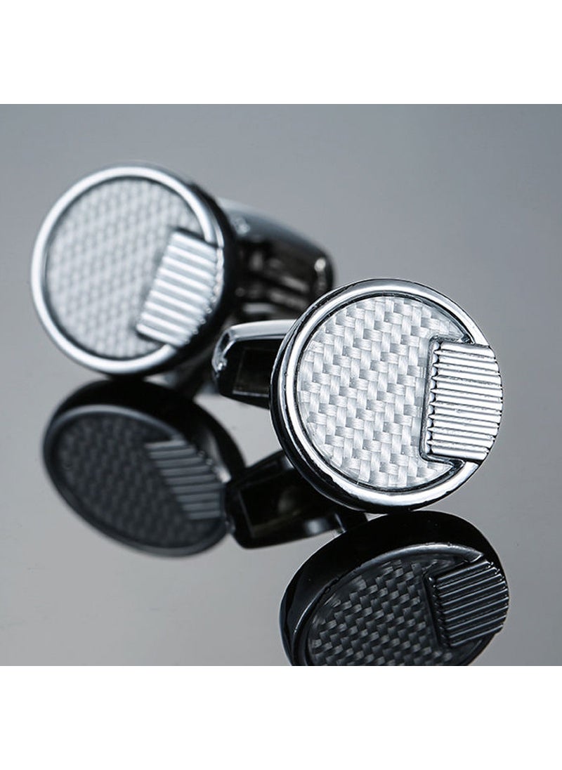 Elegant Crystal Zircon Cufflinks for Men Silver Spiral