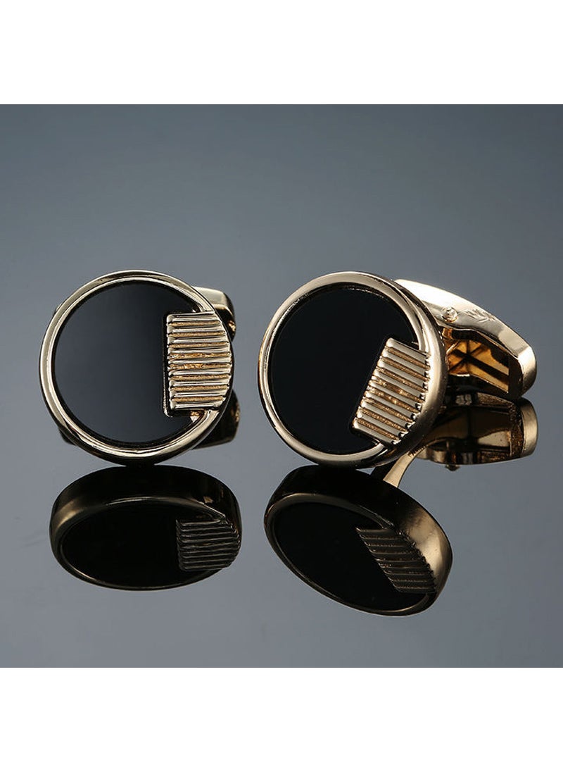 Elegant Crystal Zircon Cufflinks for Men Yellow pattern