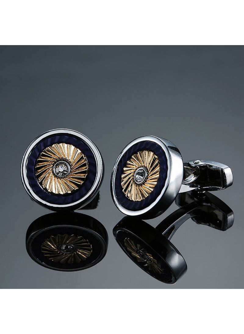 Elegant Crystal Zircon Cufflinks for Men Yellow pattern