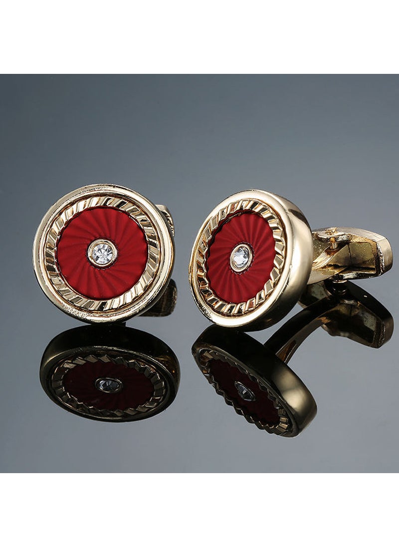 Elegant Crystal Zircon Cufflinks for Men Yellow pattern