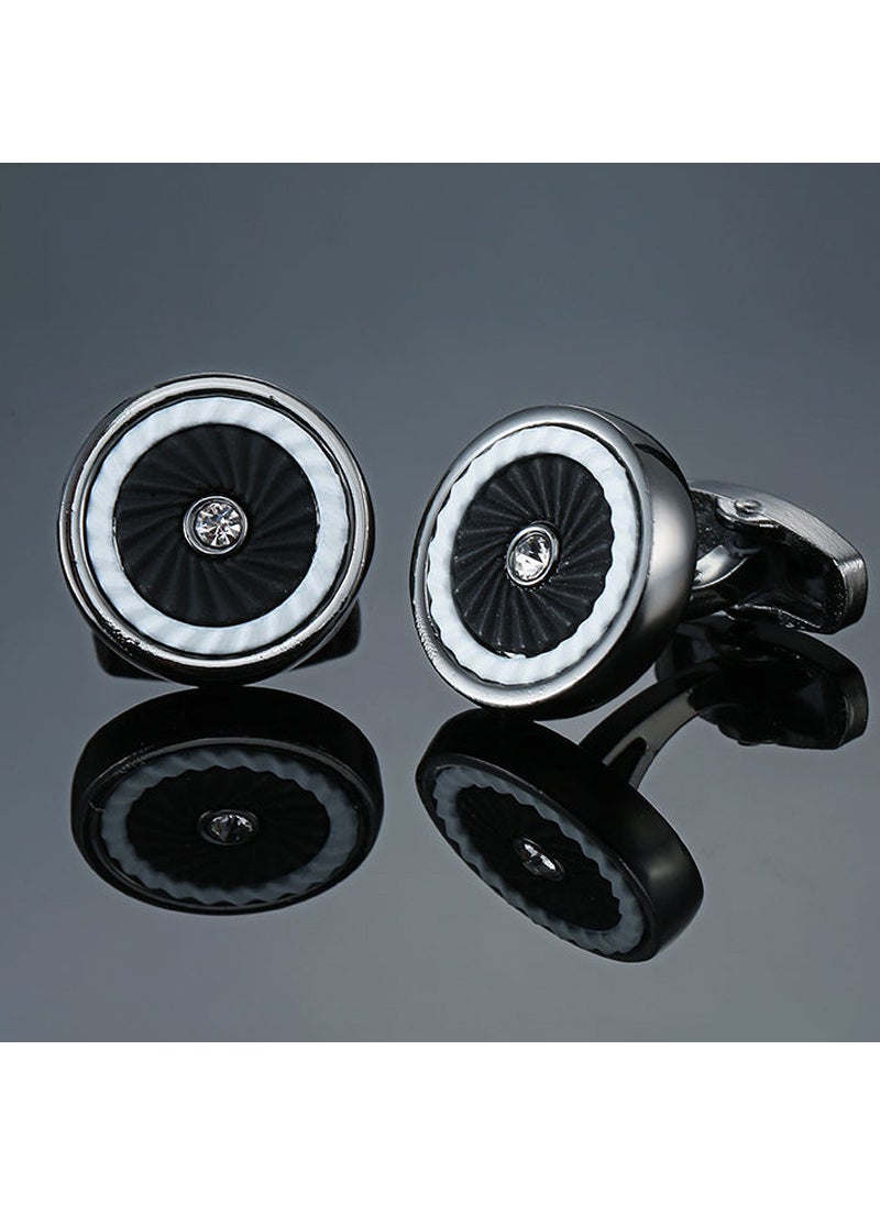 Elegant Crystal Zircon Cufflinks for Men Yellow pattern