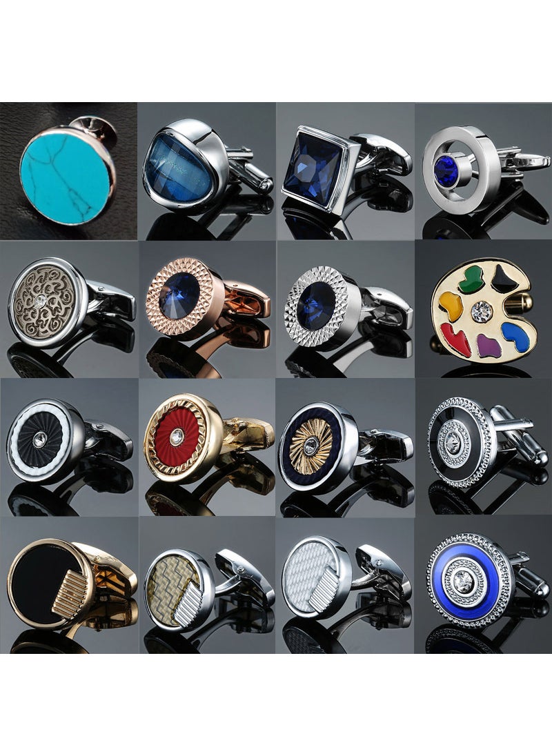 Elegant Crystal Zircon Cufflinks for Men Bronze pattern