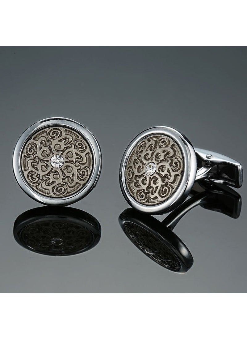 Elegant Crystal Zircon Cufflinks for Men Bronze pattern