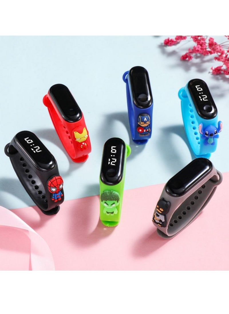 6PCS Kids' Water Resistant Silicone Digital Watch