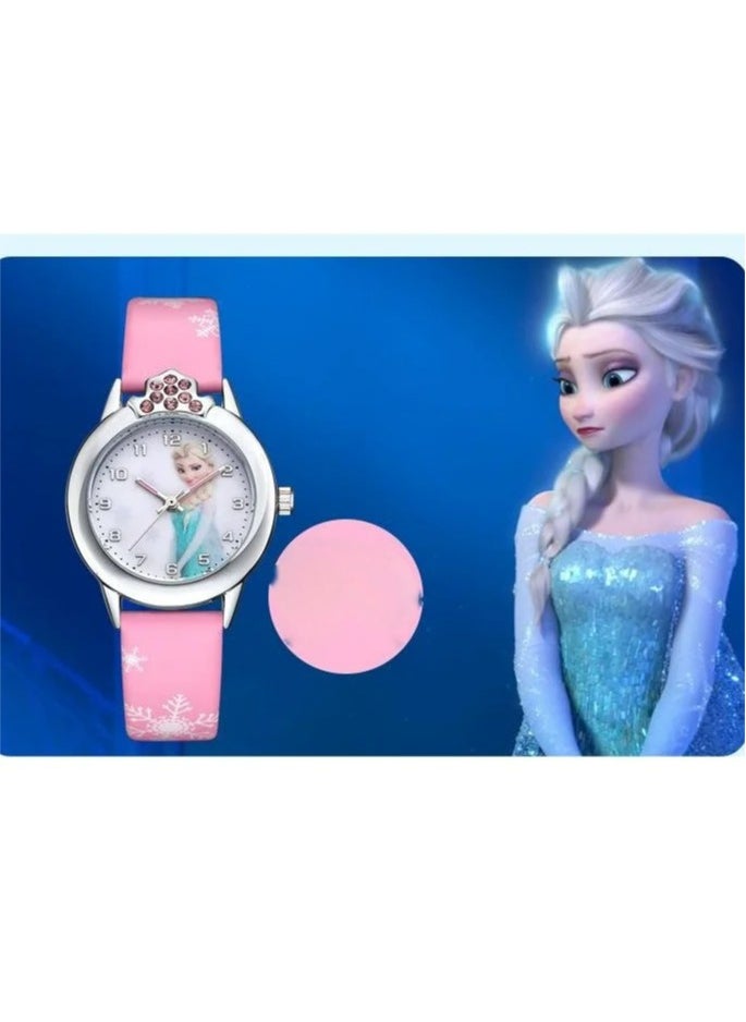 4-piece children's watch set Women's ice and snow cartoon romantic electronic watch