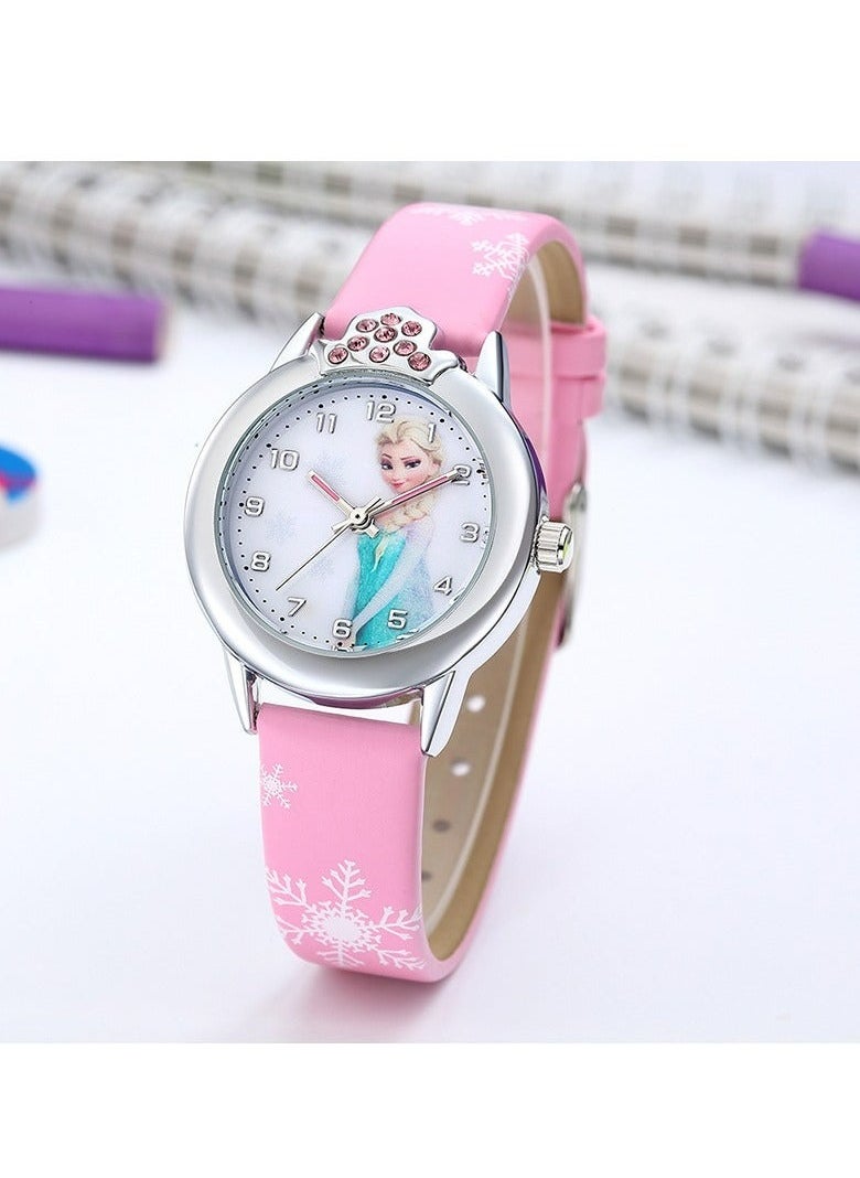 4-piece children's watch set Women's ice and snow cartoon romantic electronic watch