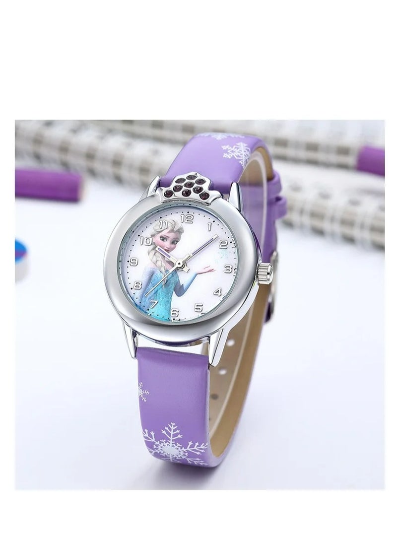 4-piece children's watch set Women's ice and snow cartoon romantic electronic watch