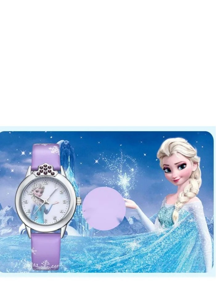 4-piece children's watch set Women's ice and snow cartoon romantic electronic watch