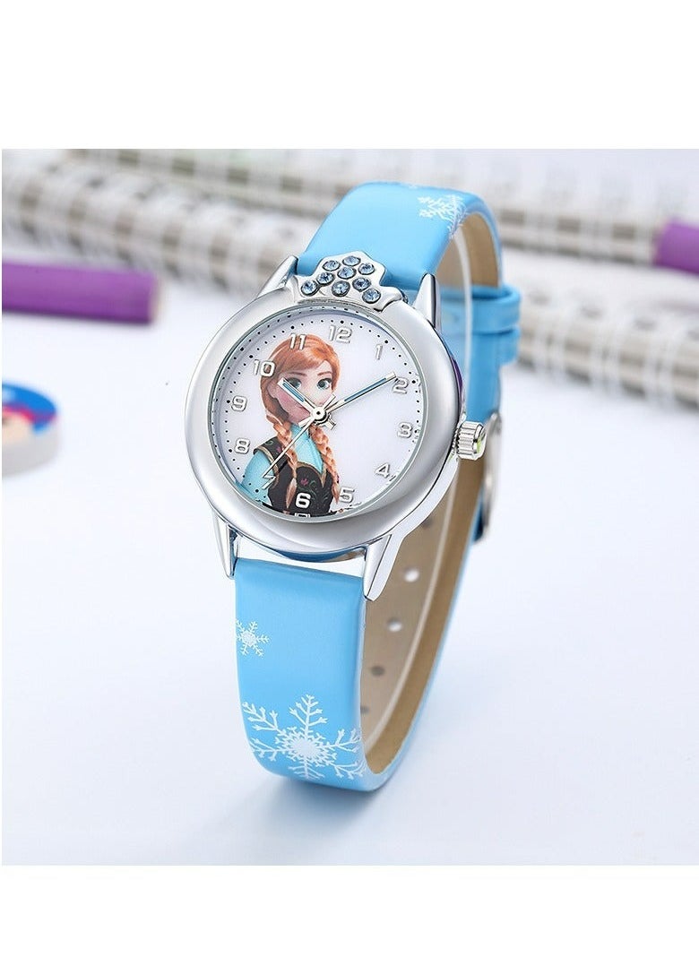 4-piece children's watch set Women's ice and snow cartoon romantic electronic watch