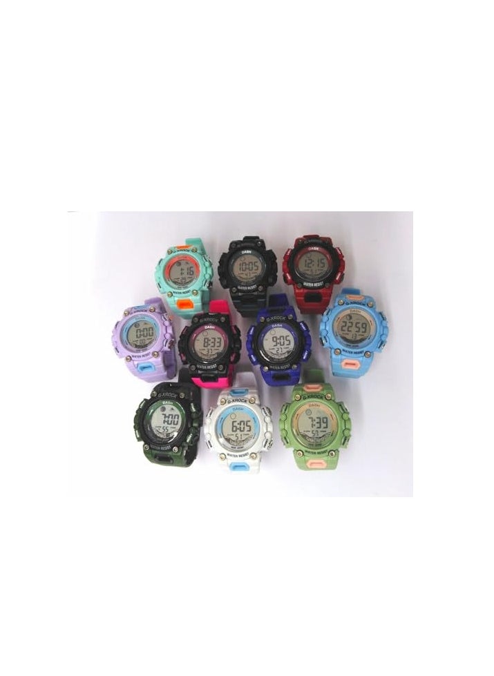 Children Digital Sports Watches, Assorted Colors, Set of 10