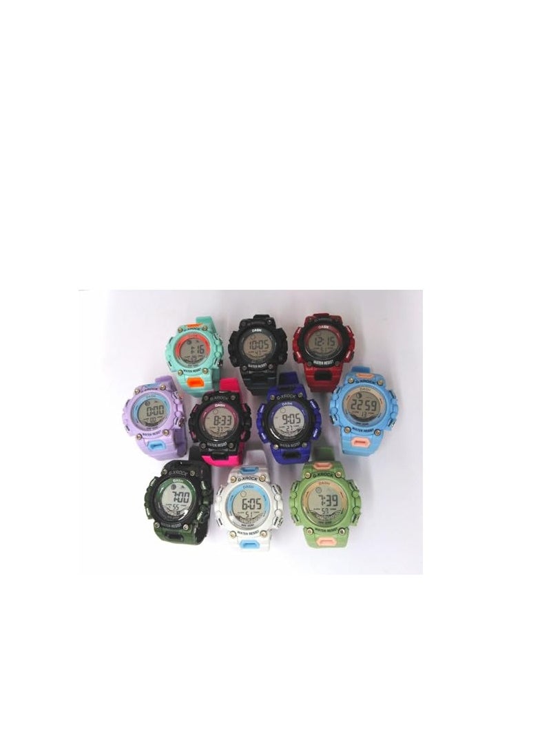 Children Digital Sports Watches, Assorted Colors, Set of 10