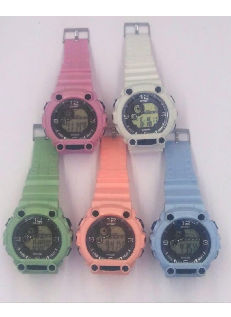 Children Digital Sports Watches, Set of 12 Assorted colors