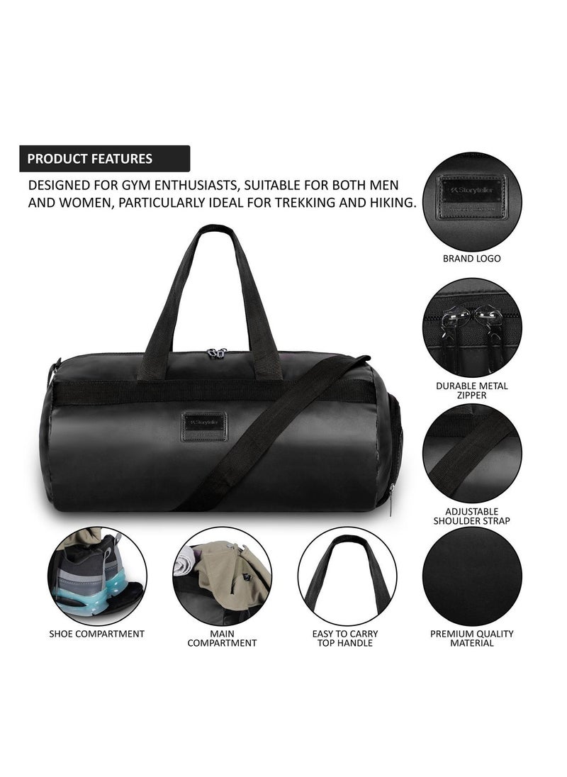 Storyteller DERBY  Gym Bag With Shoes Compartment Light Weight Sports Bag Travel Duffle Bag For Unisex Balck