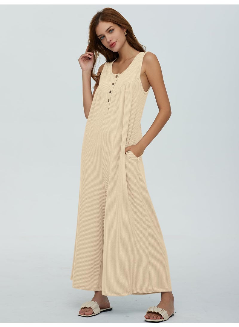 2024 Autumn Winter Fresh Casual Womens Jumpsuit with Pockets Apricot