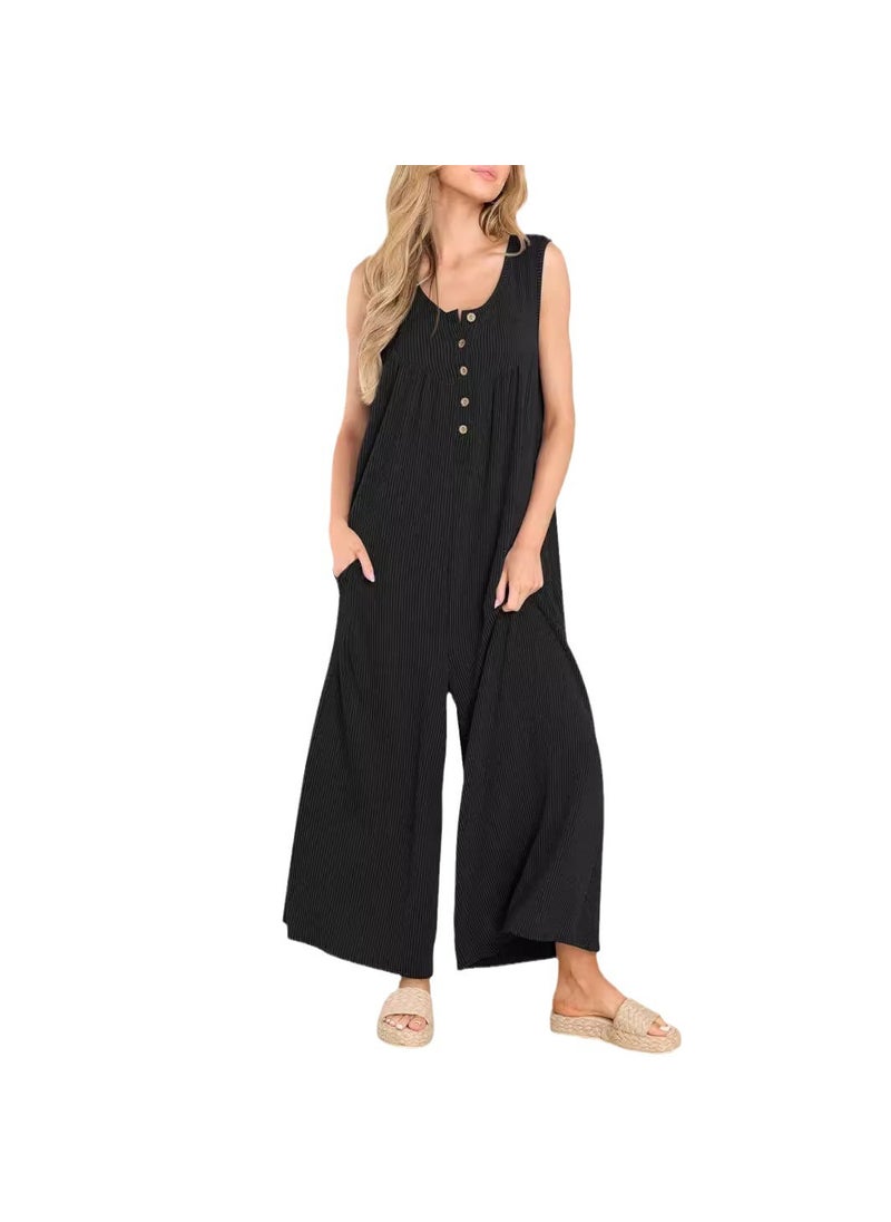 2024 Autumn Winter Fresh Casual Womens Jumpsuit with Pockets Dark Blue