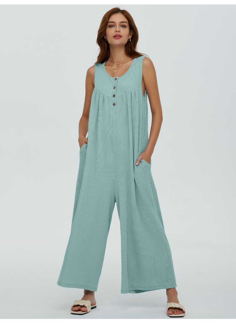 2024 Autumn Winter Fresh Casual Womens Jumpsuit with Pockets Green