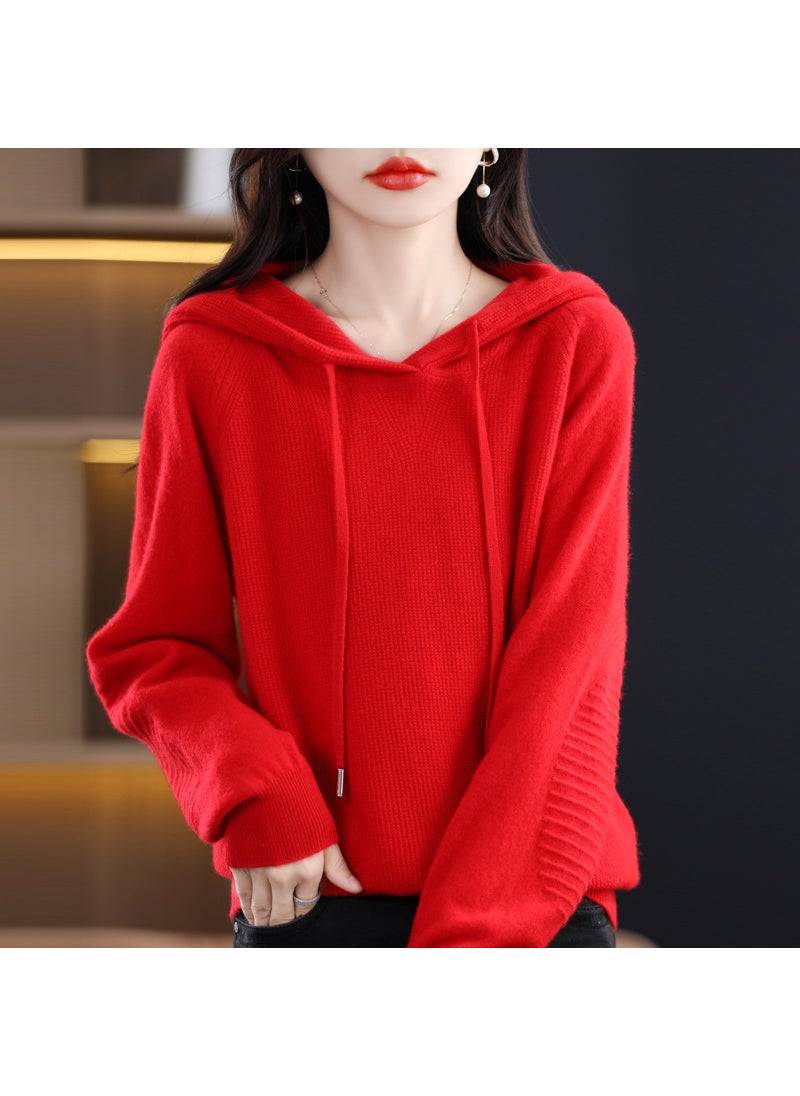 2024 Autumn Elegant Pullover Sweater Cherry red