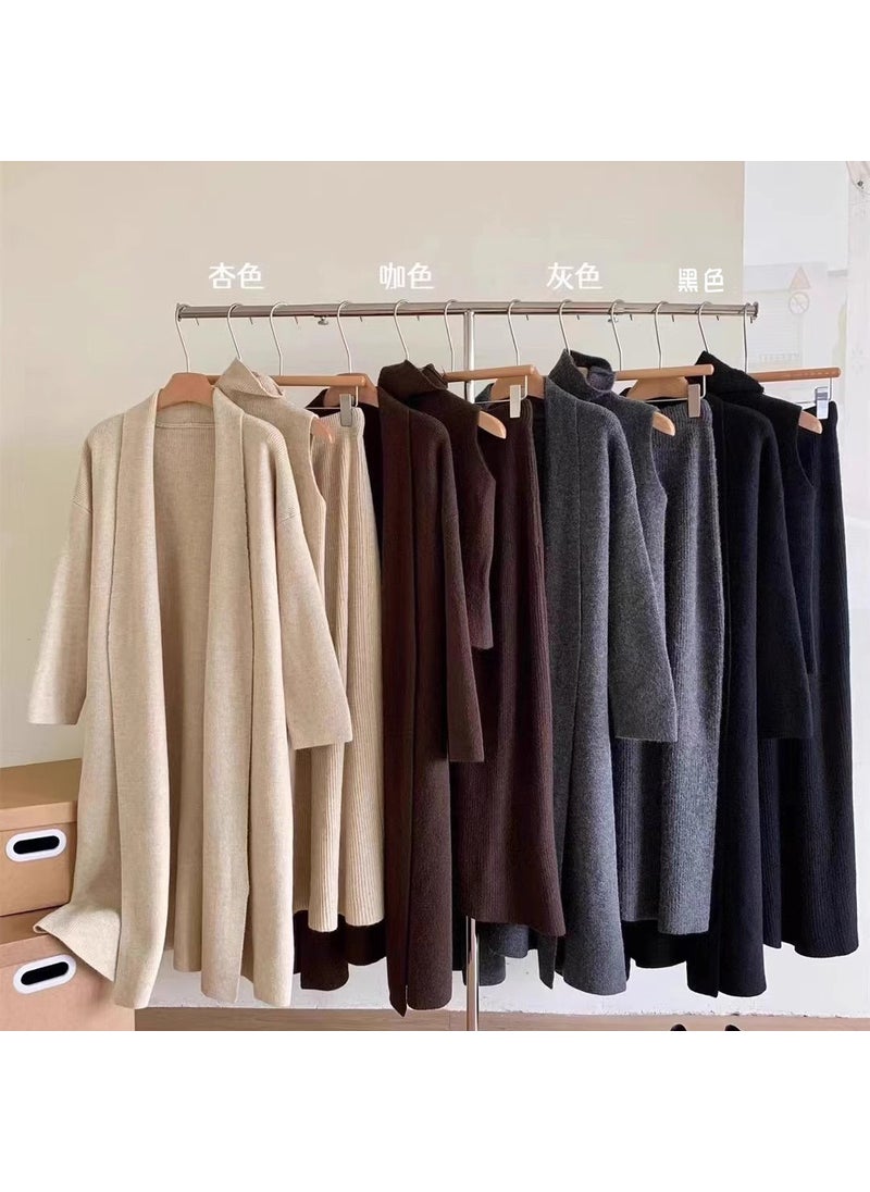 Korean Lazy Knit Sweater Set for Women Apricot