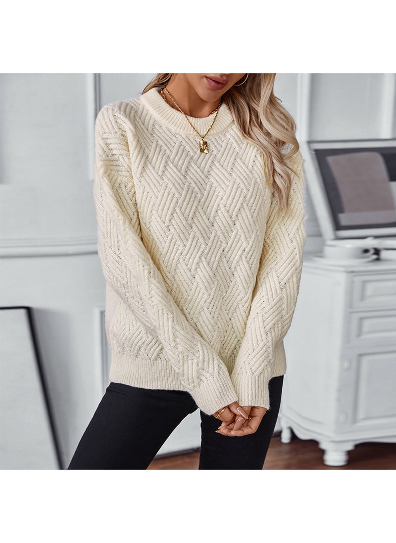 Solid Color Cable Knit Sweater Women Autumn Winter 2024 Dark gray