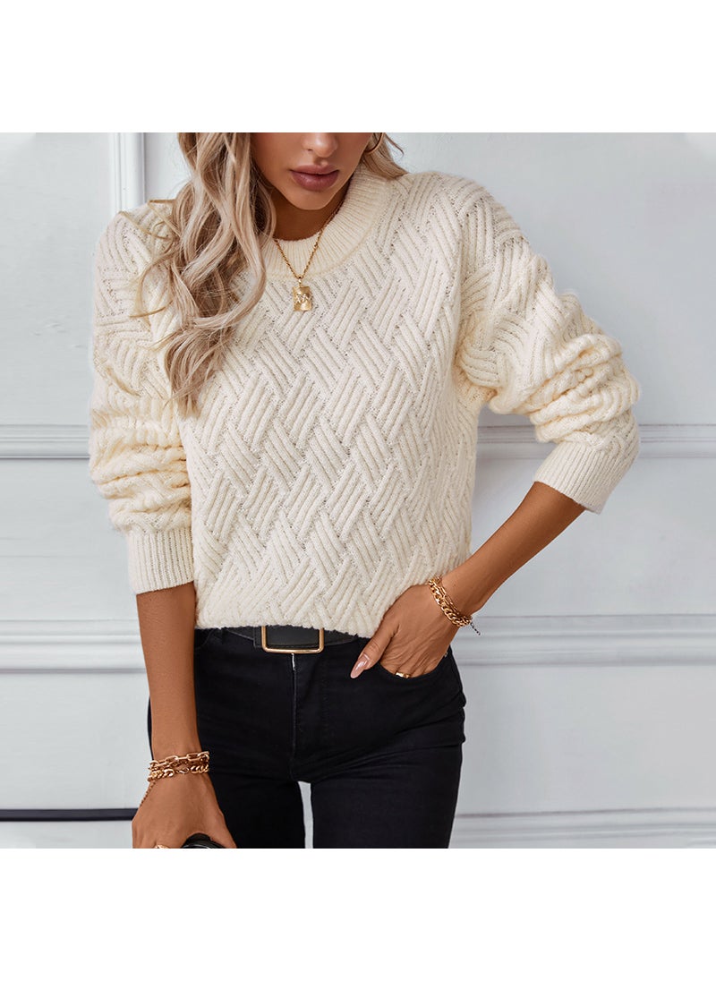 Solid Color Cable Knit Sweater Women Autumn Winter 2024 Dark gray