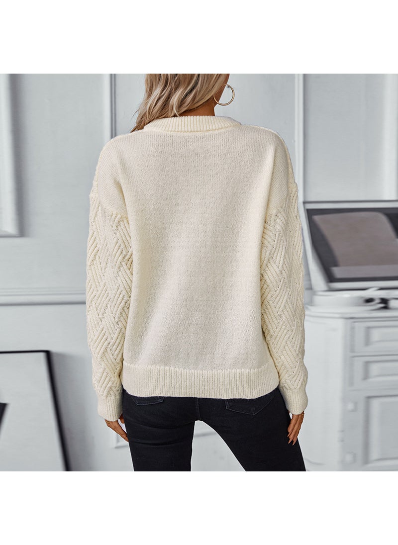 Solid Color Cable Knit Sweater Women Autumn Winter 2024 Dark gray