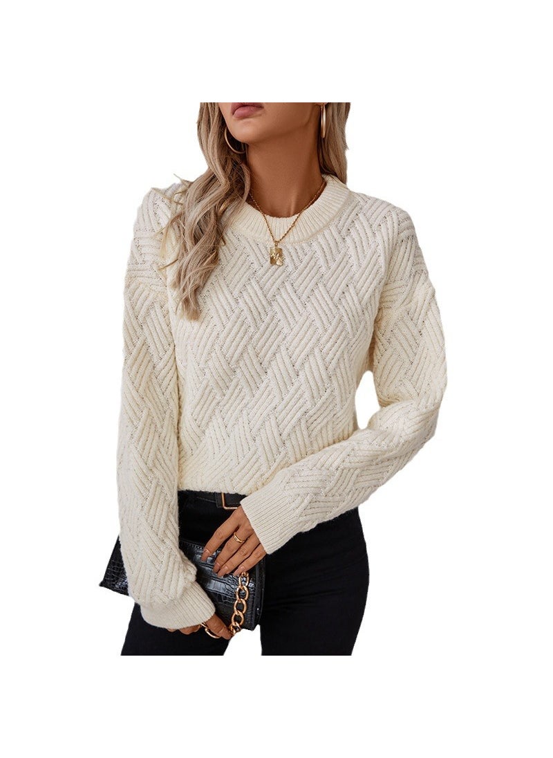 Solid Color Cable Knit Sweater Women Autumn Winter 2024 Dark gray