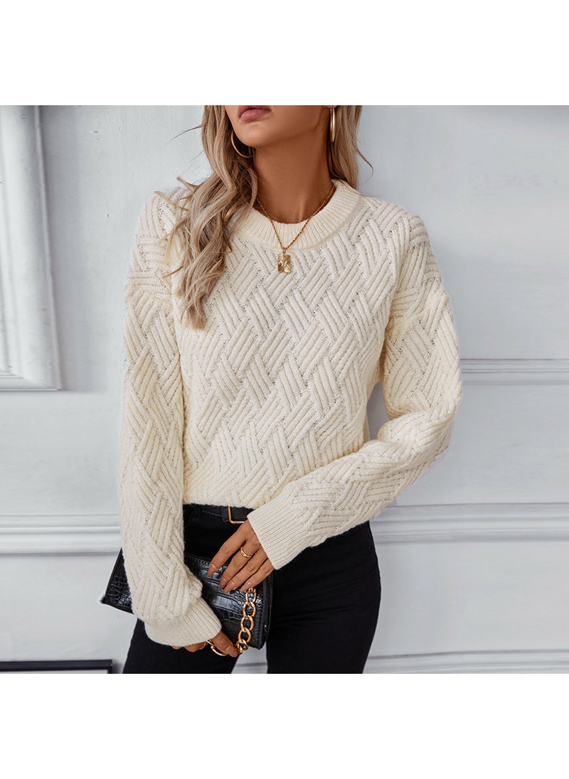 Solid Color Cable Knit Sweater Women Autumn Winter 2024 Dark gray