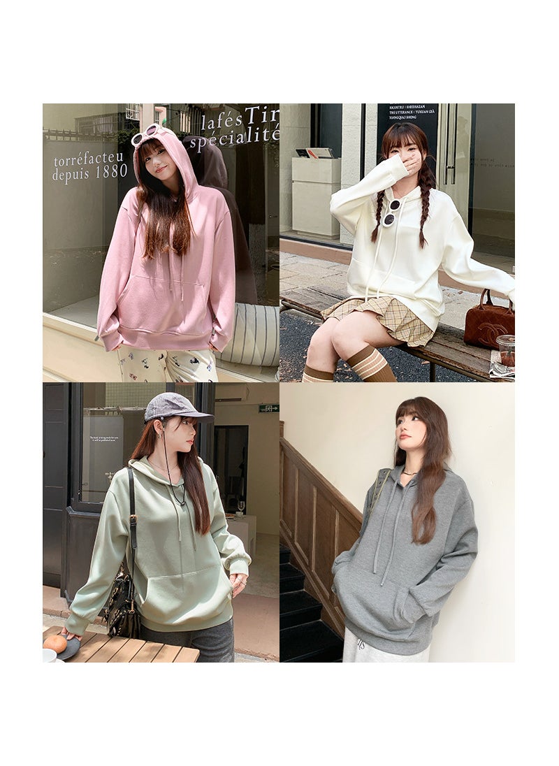 Casual Plus-Size Hoodie Autumn Solid Fashion 63536 Dark gray