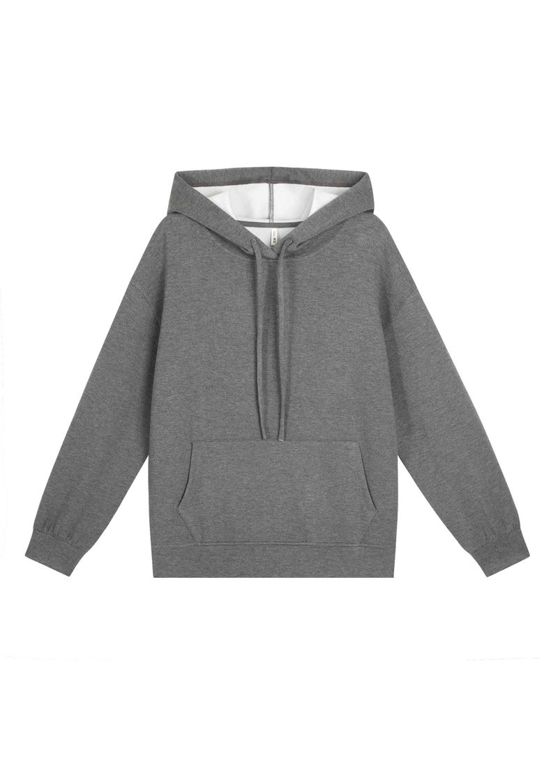 Casual Plus-Size Hoodie Autumn Solid Fashion 63536 Dark gray