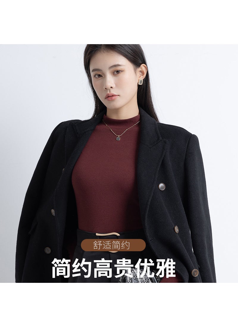 2024 New Arrival Half-turtleneck Top Womens Spring and Autumn Slim-fit Solid Color Slimming Base Shirt High Elastic Thread Long Sleeve Inner Shirt White