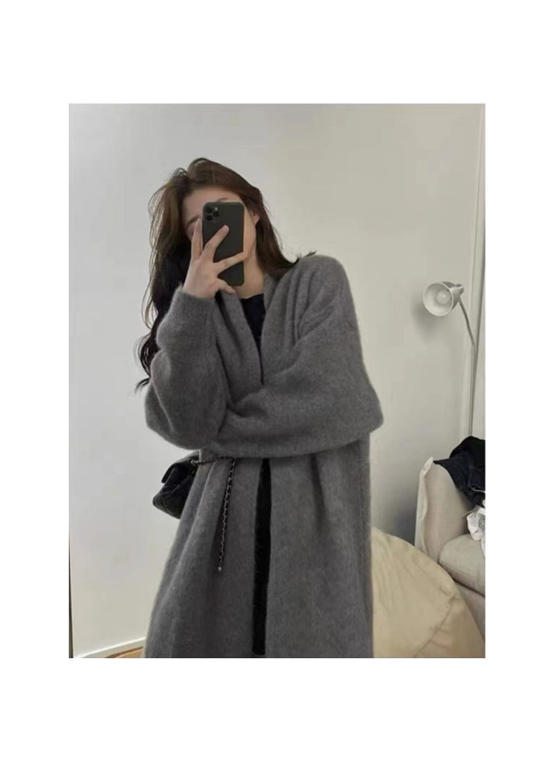 Womens Lazy Style Knit Cardigan Sweater Casual Solid Color Black