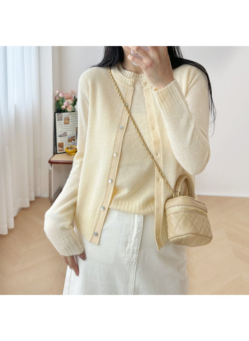 Seamless Gentle Knit Sweater Women Beige color