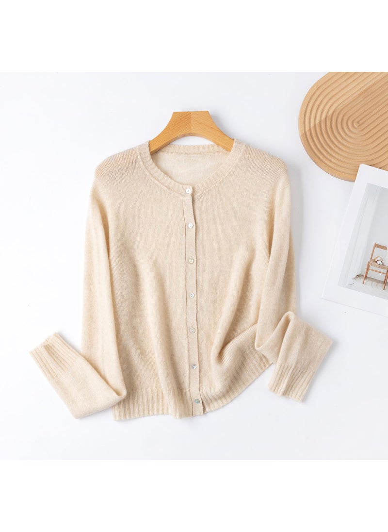 Seamless Gentle Knit Sweater Women Beige color