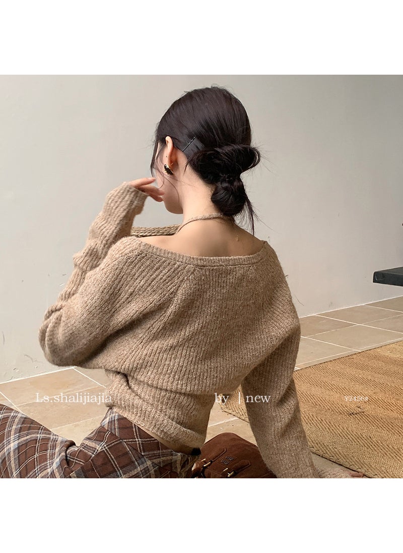 LS Elegant Layered Knit Top Autumn Fashion Y2456 Coffee