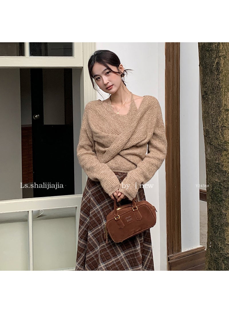 LS Elegant Layered Knit Top Autumn Fashion Y2456 Coffee