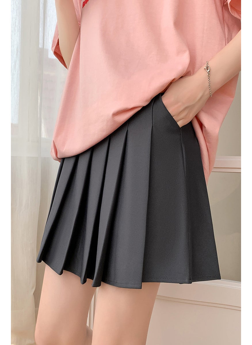 elastic waist skirt womens summer pocket pleated skirt autumn and winter 2024 new high waist slimming short skirt Green