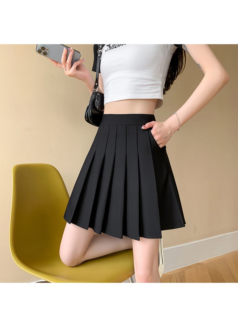 elastic waist skirt womens summer pocket pleated skirt autumn and winter 2024 new high waist slimming short skirt Green