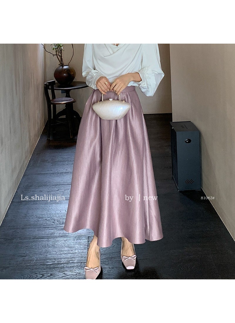 LS Elegant French Skirt Versatile Autumn New Womens Umbrella Skirt purple